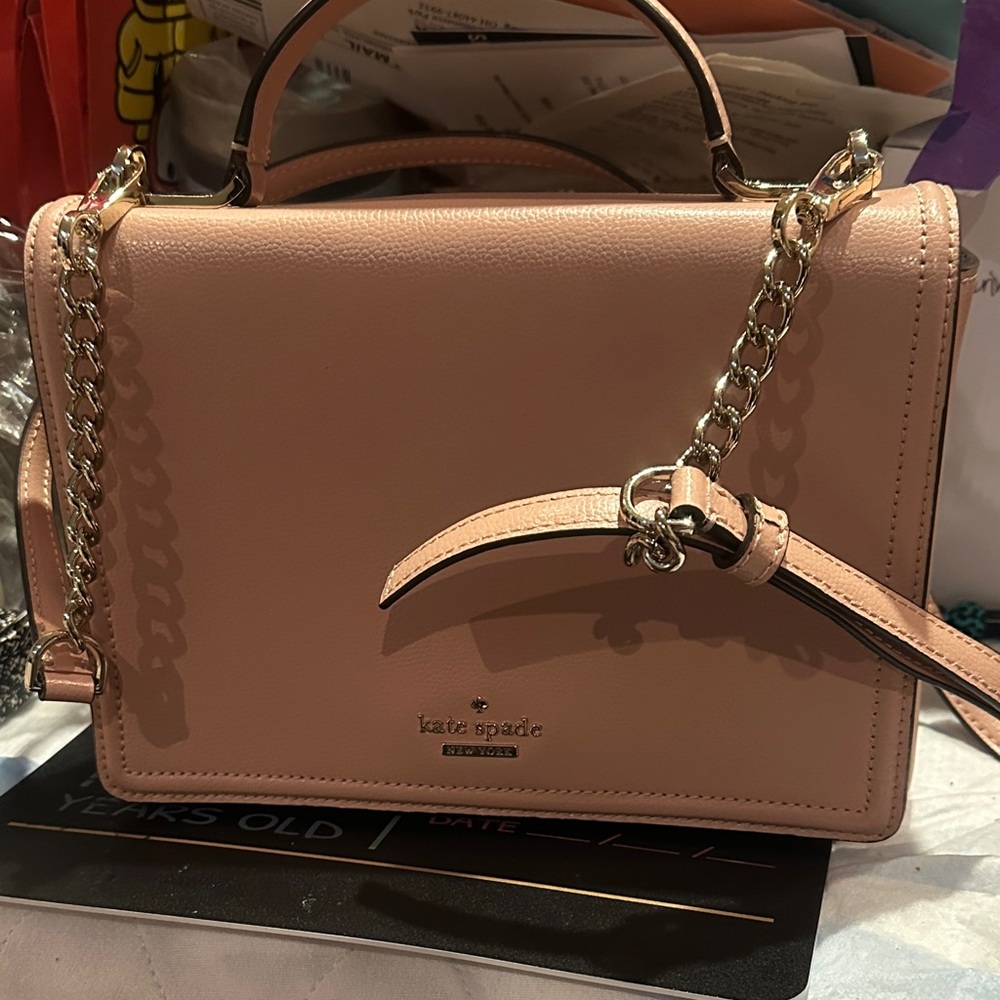 Kate Spade Blush Satchel with Gold Chain